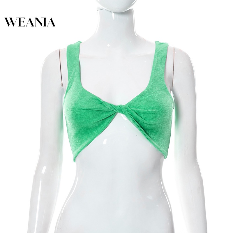 Áo Tank Top Màu Trơn Thắt Nơ Phong Cách Đường Phố Cá Tính Cho Nữ