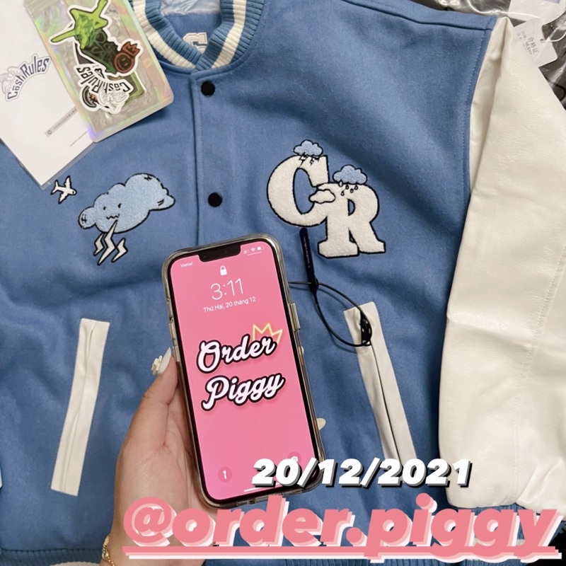 Áo CASHRULES Varsity Jacket Blue Sky - Chính Hãng