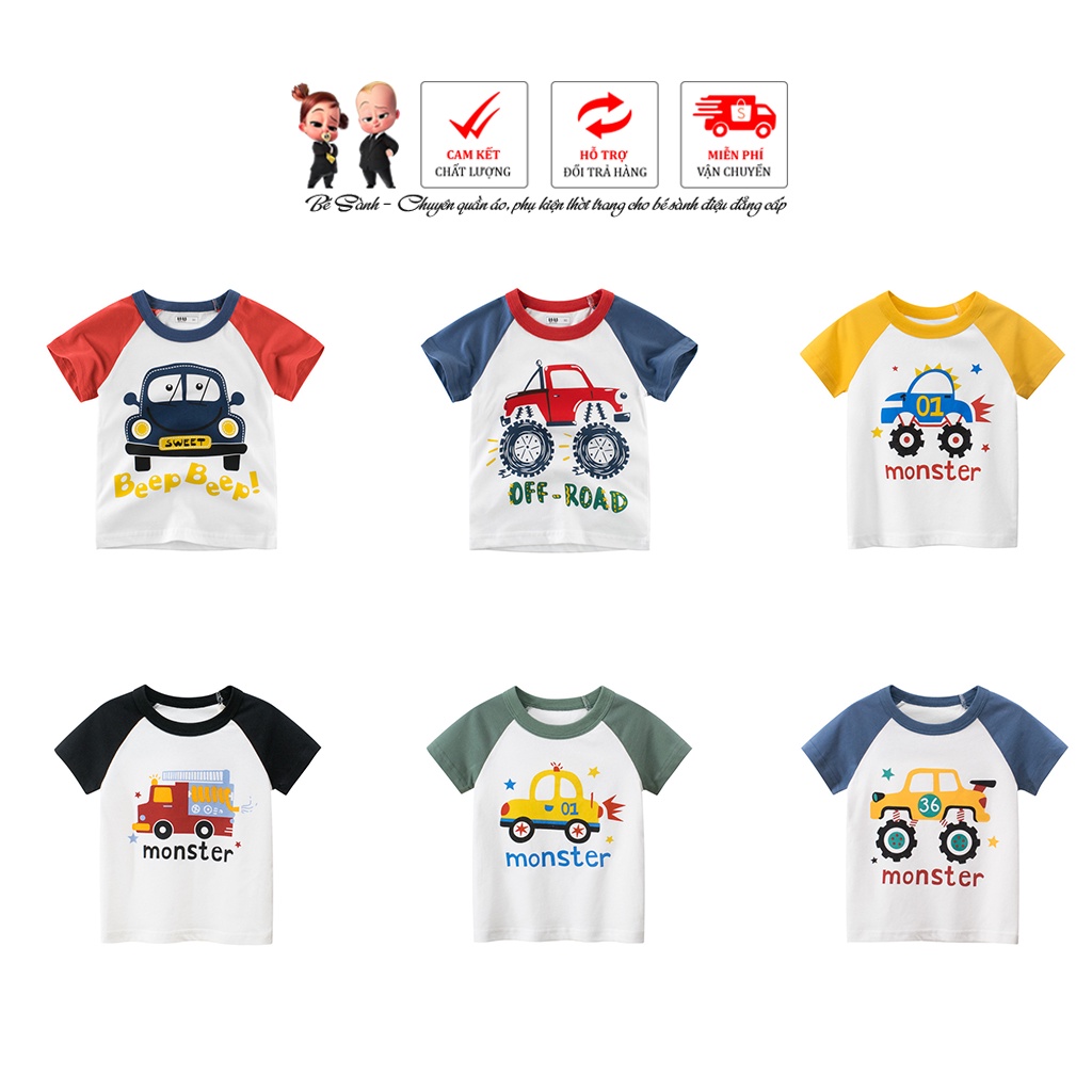 Áo thun cho bé trai 27KIDS áo thun cộc tay bé trai Monster chất cotton hàng xuất Âu Mỹ