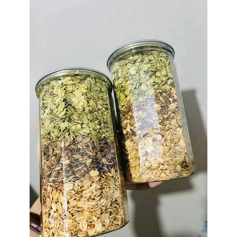 Yến Mạch mix 3 vị Matcha - Socola - hủ Pet 500g - Trai Đẹp Snack