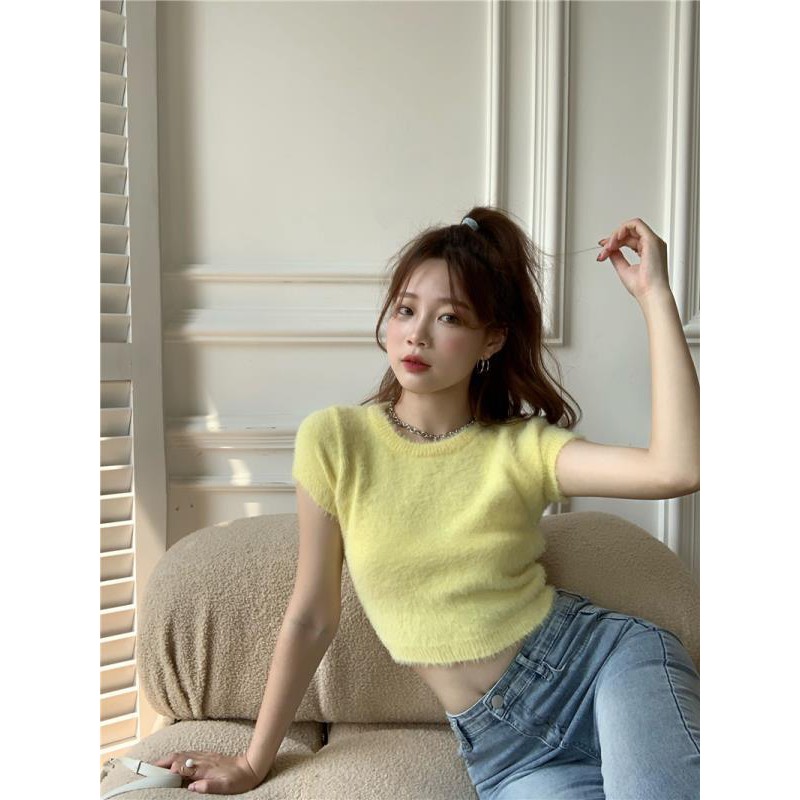 Áo Dệt Kim Chui Đầu Cổ Tròn Dáng Ngắn Thời Trang Mùa Xuân 2021 | BigBuy360 - bigbuy360.vn