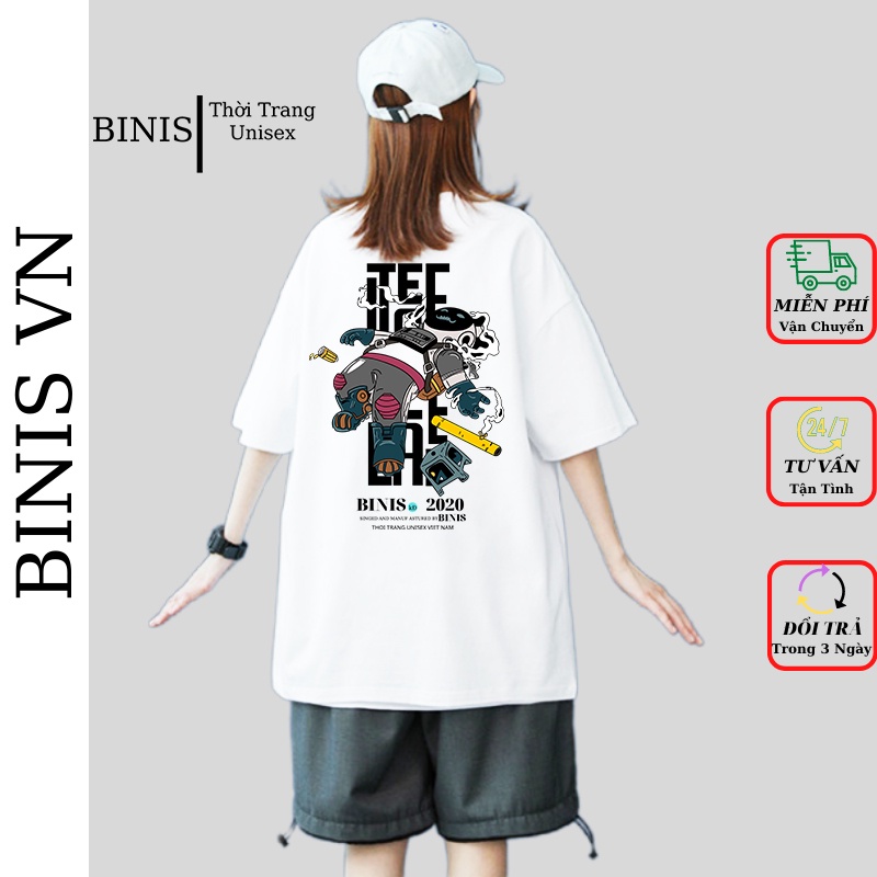 Áo Thun Tay Lỡ Unisex Form Rộng Nam Nữ Chất Vải Cotton Áo Phông Tay Lỡ Cổ Tròn Phong Cách Ulzzang BINIS | BigBuy360 - bigbuy360.vn