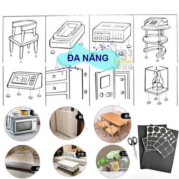 Combo 2 Miếng Dán Chống Trượt Chống Ồn Chống Trầy Sàn cao su 15x10 cm