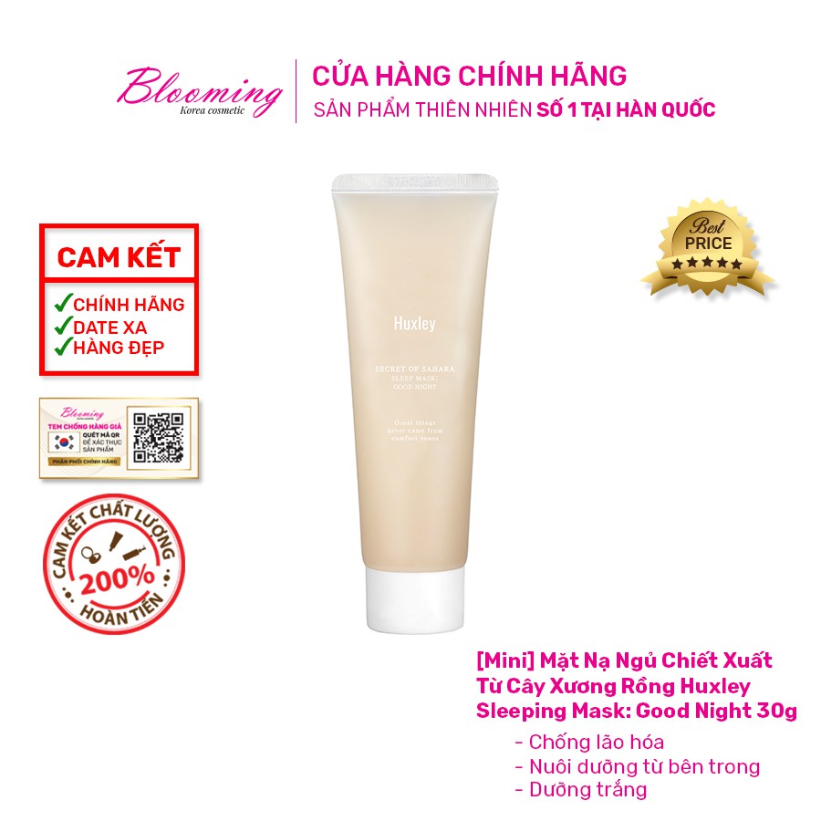 Mặt nạ ngủ cấp ẩm chuyên sâu dạng gel Huxley Sleeping Mask Good Night 30g / Kiềm Dầu Không Cần Rửa Lại