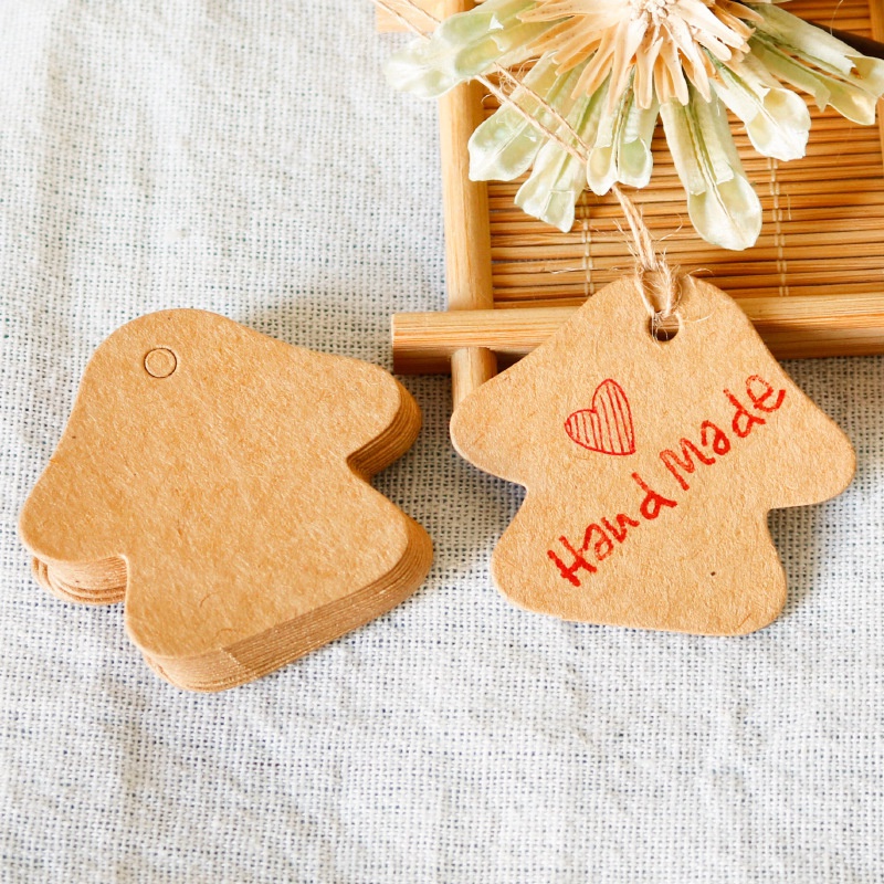 Set 50 Thẻ Giấy Kraft Trơn Hình Nấm Treo Gói Quà Sáng Tạo