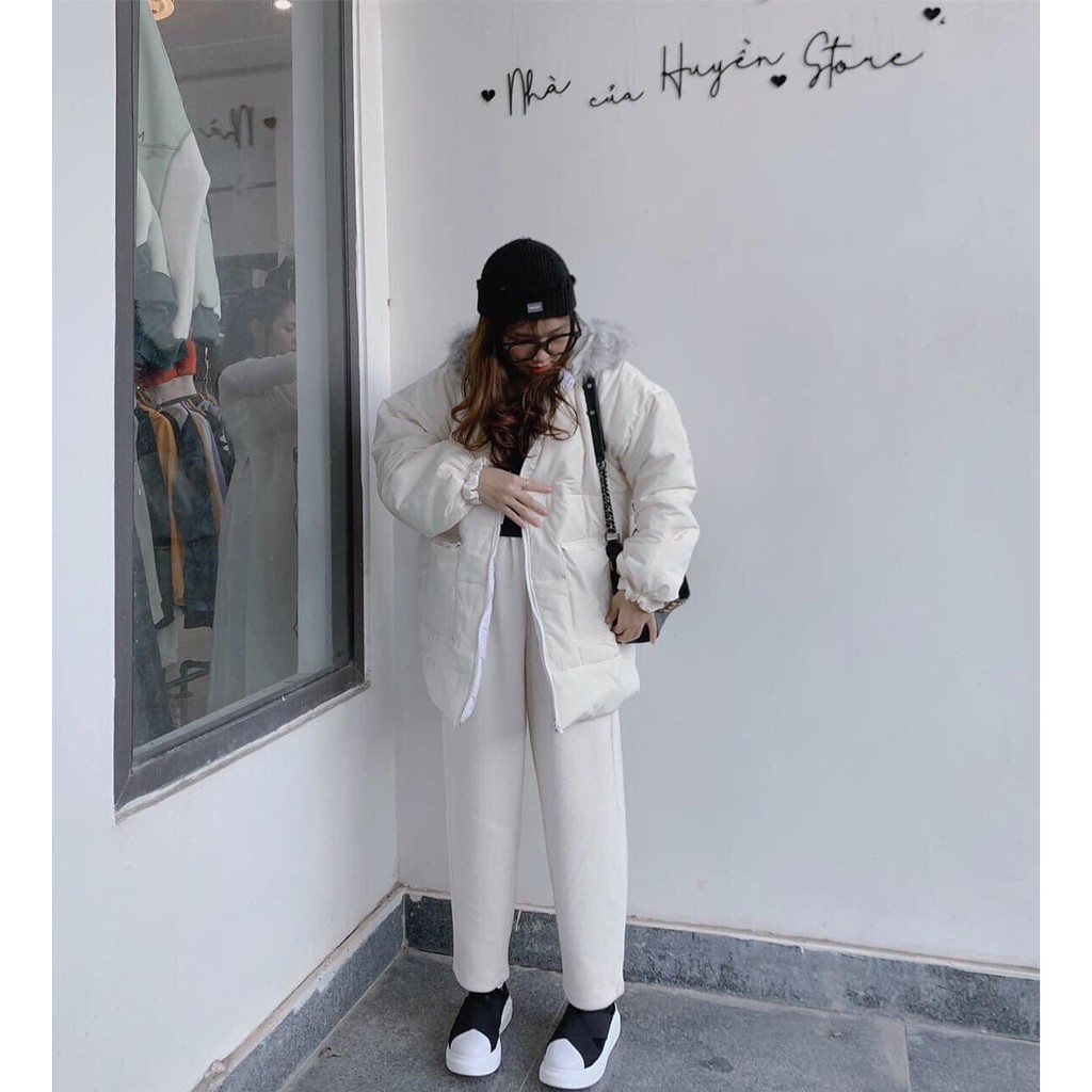 Áo phao túi hộp dáng rộng nữ - Khoác mũ lông oversize kiểu dáng hàn quốc SIÊU HOT | BigBuy360 - bigbuy360.vn