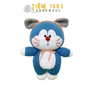 Mèo máy ĐOREMON - Thú bông đan len size bự (hàng đặt trước 15 ngày)
