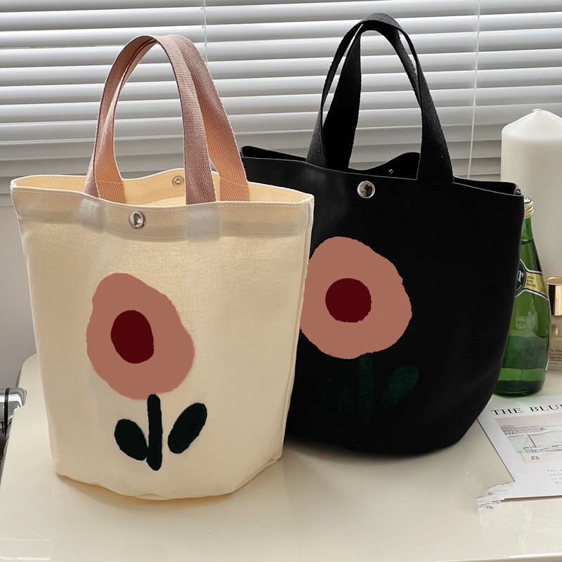 Túi Canvas Đựng Hộp Cơm Trưa Thiết Kế Đơn Giản Sức Chứa Lớn Cao Cấp Thời Trang Theo Phong Cách Nhật Bản Cho Nữ