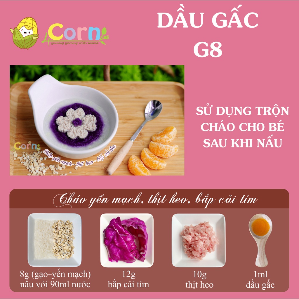 Dầu gấc cho bé ăn dặm G8 - Cho bé 6m+