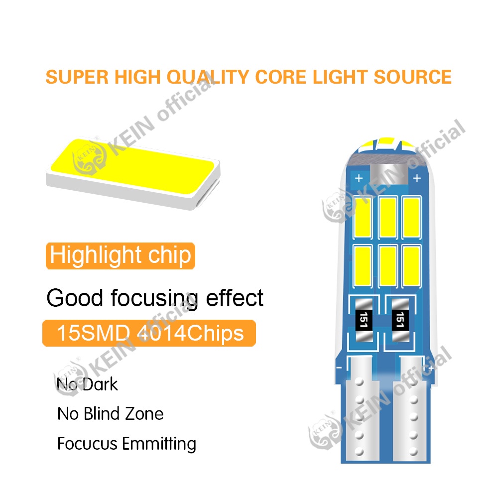 Bóng đèn LED T10 có vỏ silicon dành cho trang trí thay thế vòm xe ô tô W5W 194 168 15SMD 4014 DC12V