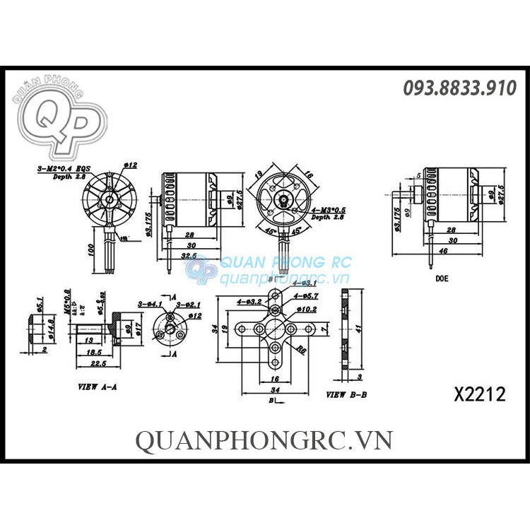 ĐỘNG CƠ Motor Trắng Sunnysky X2212 KV2450 III