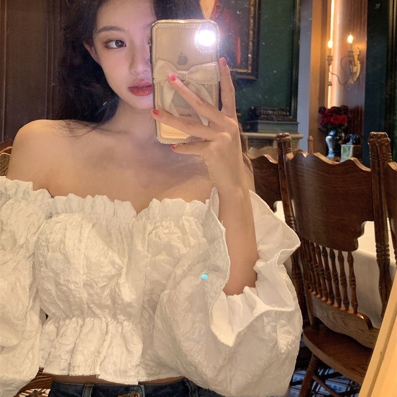 Áo kiểu tay dài trễ vai thời trang quyến rũ cho phái nữ