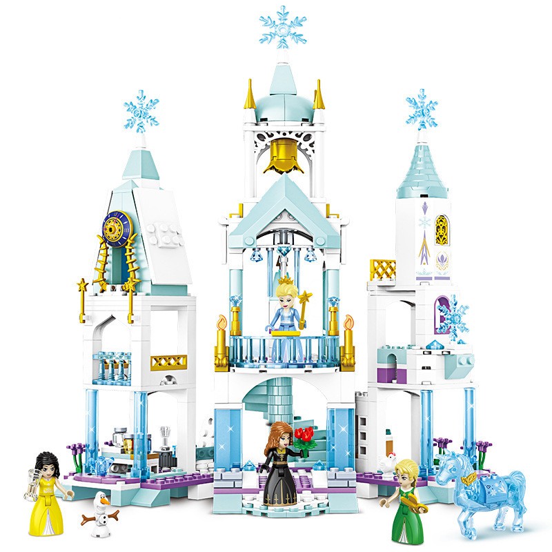 Đồ chơi Lego xếp hình Công chúa Elsa Snow Castle , Lego lâu đài tuyết cho bé gái QT6