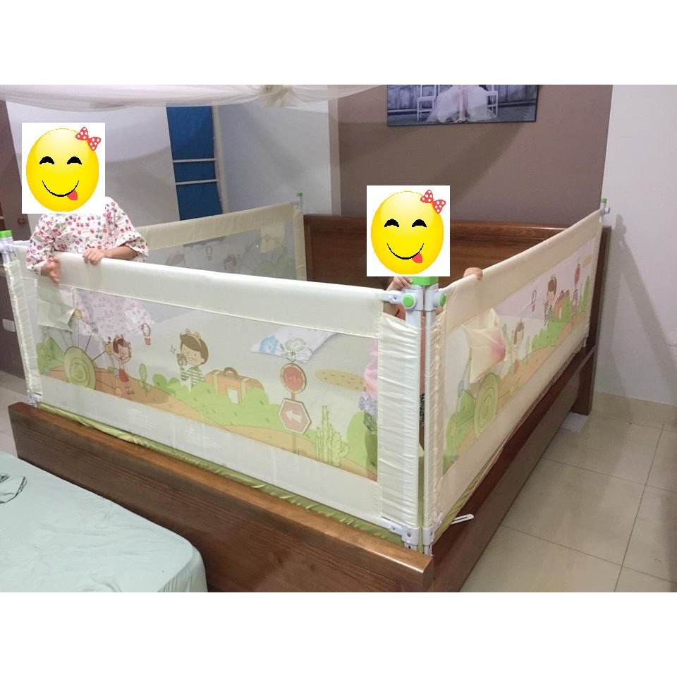 Thanh chắn giường không khoan đục lắp được đệm cao 30cm- Nút xoắn, an toàn 100% cho Bé