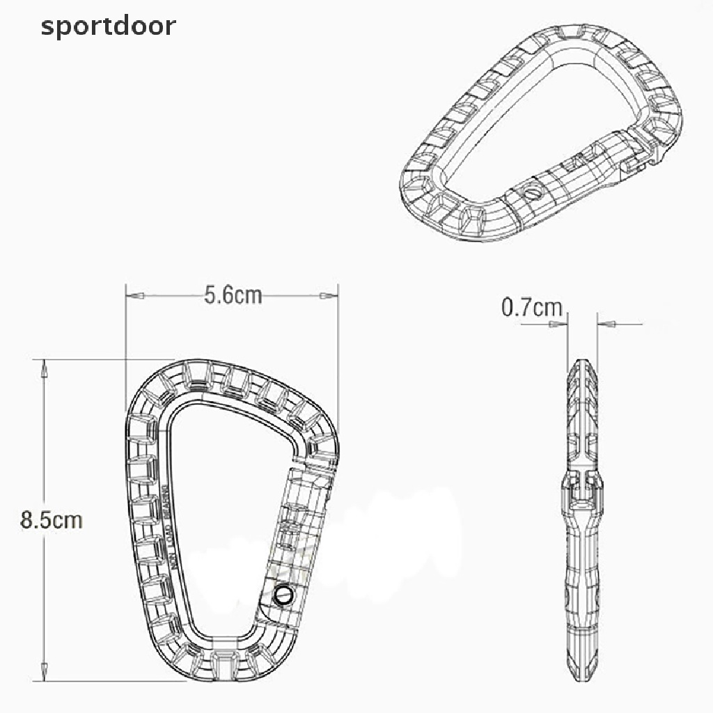 Set 5 móc khóa leo núi hình chữ d bằng nhựa đa năng thông dụng