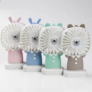 QUẠT MINI CẦM TAY VÀ ĐỂ BÀN TAI THỎ CÓ DÂY ĐEO 3 TỐC ĐỘ GIÓ CÓ ĐÈN LED ĐỔI MÀU