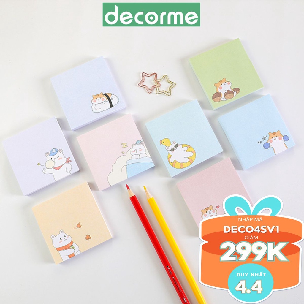 Decorme Giấy note nhớ động vật cute dễ thương phụ kiện văn phòng phẩm