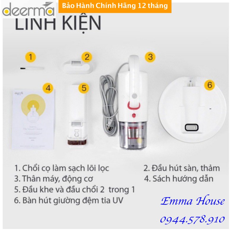 [Mã ELHA22 giảm 6% đơn 300K] Máy hút bụi nệm Cầm Tay Có Dây Deerma CM1300, BH chính hãng 06 tháng