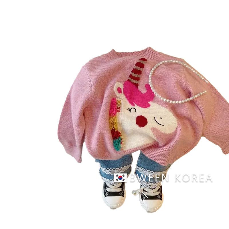 Áo Sweater Dệt Kim In Hoạt Hình Kiểu Phương Tây Thời Trang Mùa Thu 2022 Cho Bé Gái