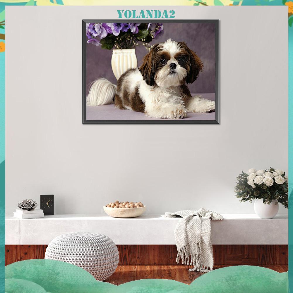 Tranh Đính Đá Kim Cương Toàn Bộ 5D DIY Hình Vẽ Chó Con