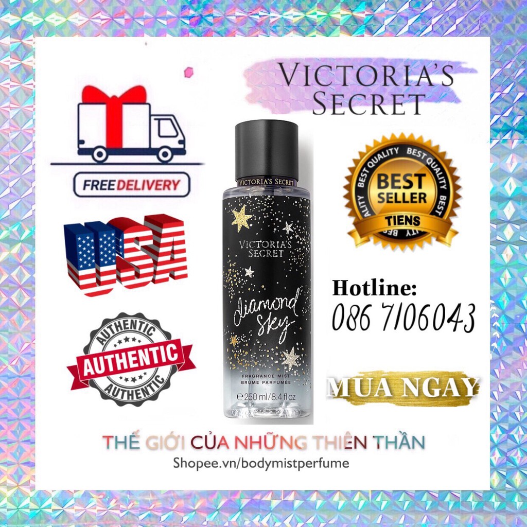 B𝗢𝗗𝗬𝗠𝗜𝗦𝗧𝗣𝗘𝗥𝗙𝗨𝗠𝗘⚜️Xịt Thơm Body Victoria’s Secret Diamond Sky 250ml