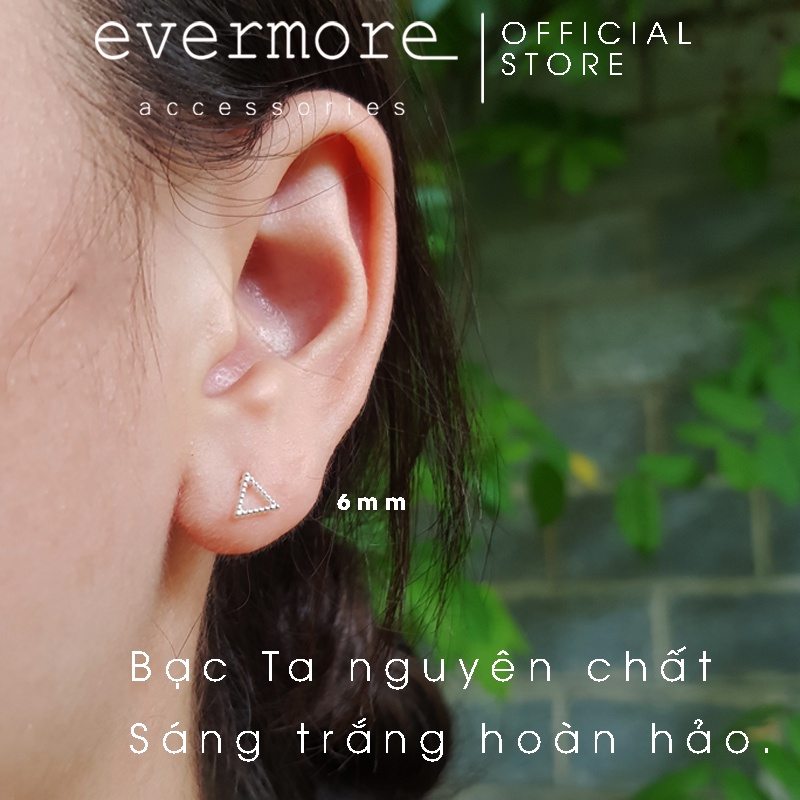 Bông tai bạc hình học EVERMORE, bông tai bạc đơn giản thanh lịch, minimalism - H048