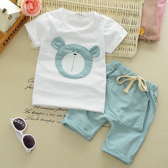 Freeship 99k toàn quốc_,Bộ gấu thun cotton bé trai và gái