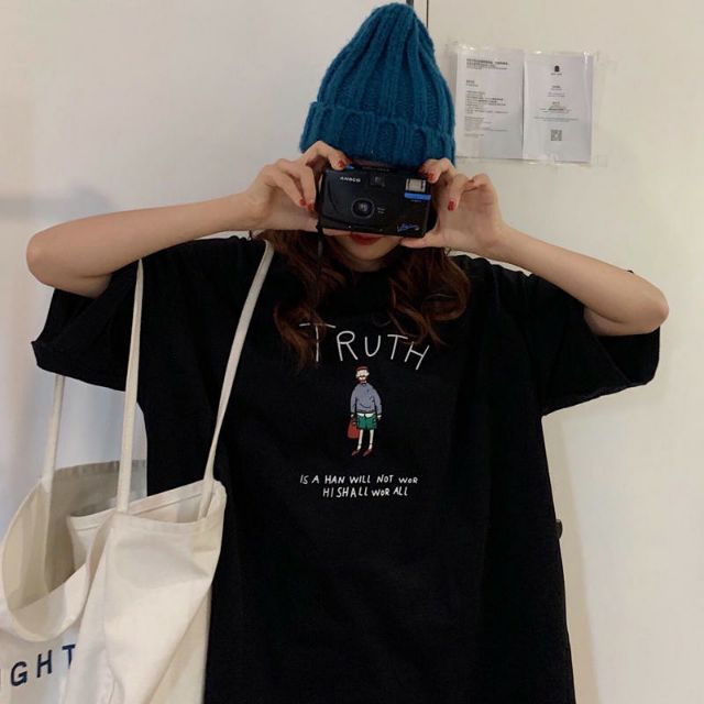 Áo thun % Hình thật B'Teen phía sau tay lỡ Unisex Truth