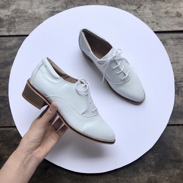 Giày oxford nữ da lỳ gót gỗ mẫu mới 2019 | BigBuy360 - bigbuy360.vn
