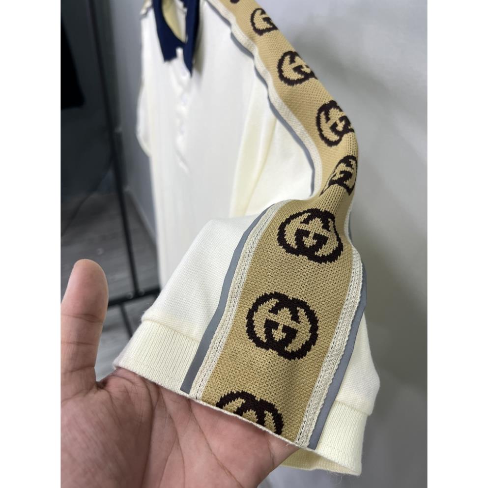 Áo Polo Gu*CCI Monogram Pattern 2 Màu Vải  Cá Sấu Cotton 100%