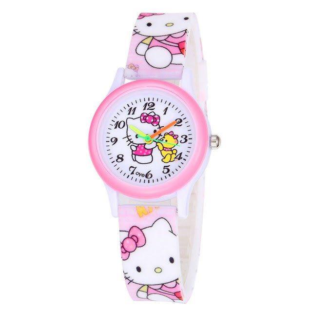 Đồng hồ trẻ em bé gái Hello Kitty dây silicon