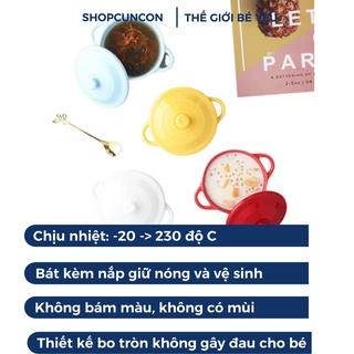 Bát ăn dặm cho bé bộ chén sứ kiểu nhật dạng nồi có nắp giữ nhiệt, thố chưng yến chưng siro cho bé bằng sứ Cuncon Store