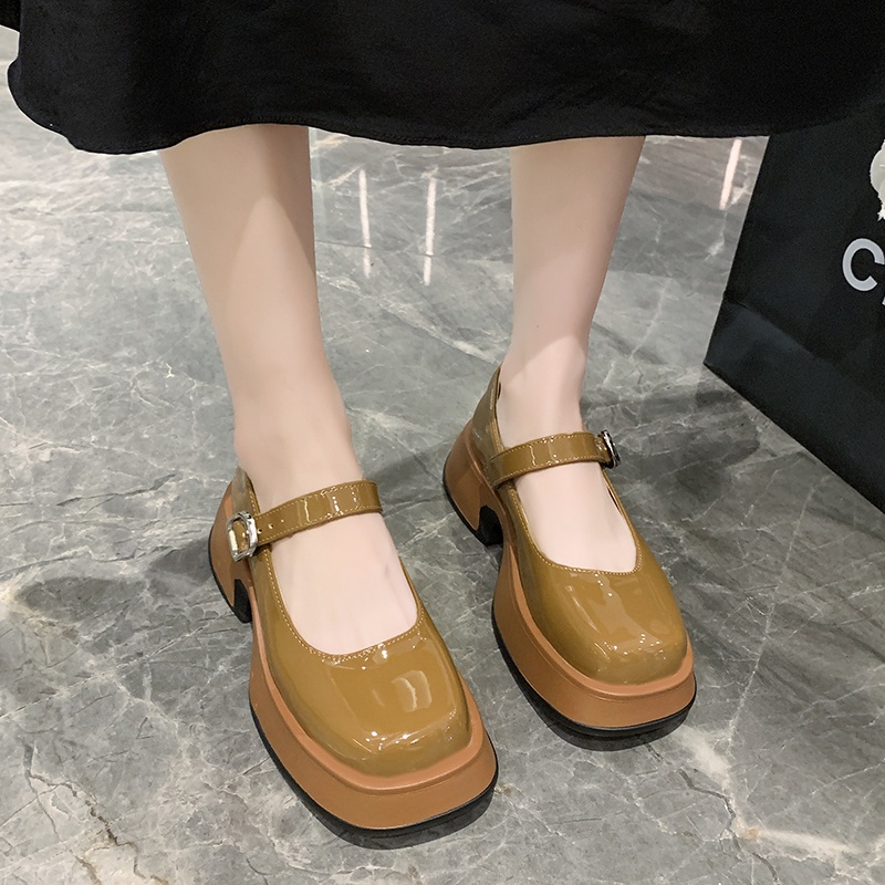 Giày da IELGY đế xuồng khóa cài thoải mái phong cách Hàn Quốc thời trang cho nữ