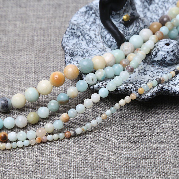 Chuỗi hạt đá tròn tự nhiên nhiều màu 1 dây 4/ 6/ 8/ 10/ 12mm dùng làm trang sức độc đáo