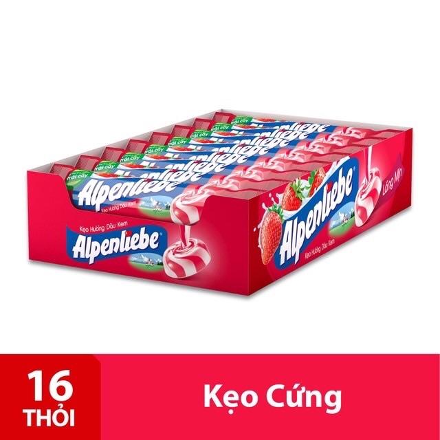 Sỉ 16 thanh kẹo ngậm Alpenliebe 3 vị( dâu, sữa, bạc hà nhân socola )