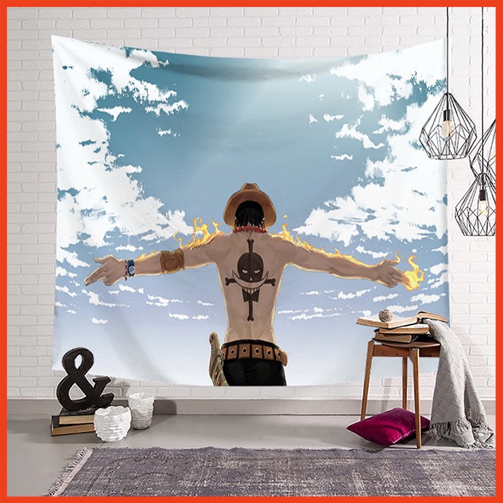 Tranh vải treo tường-Tranh vải decor-Thảm trang trí hình one piece đảo hải tặc tặng kèm móc treo
