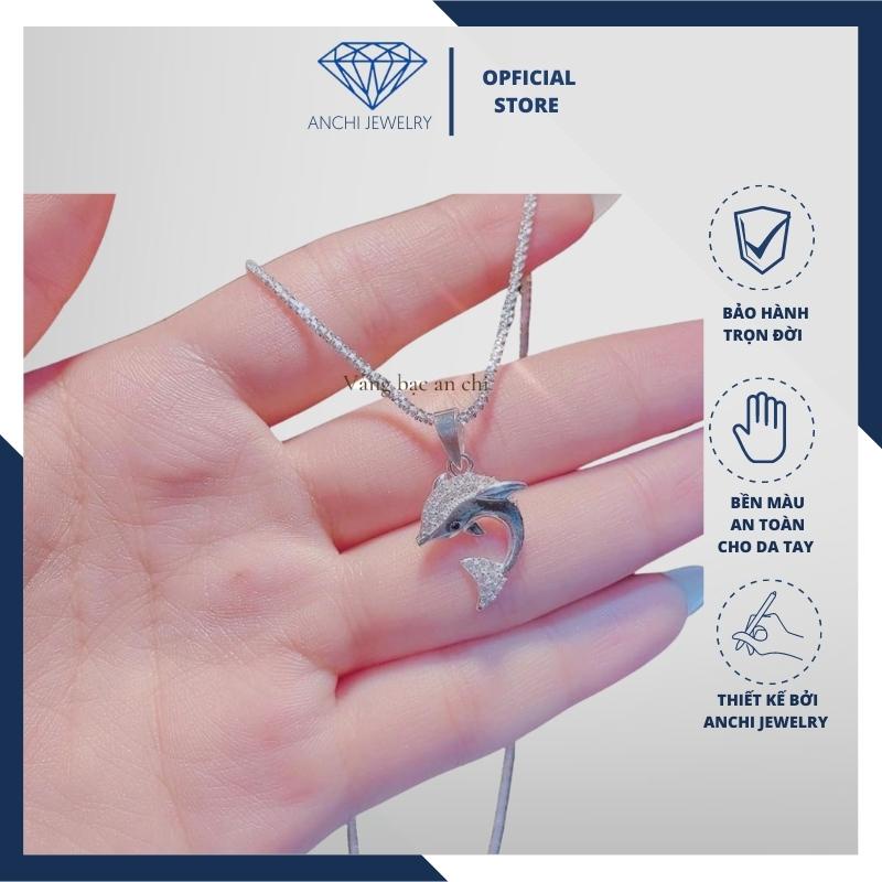 Dây chuyền mặt cá heo đính đá, chuẩn bạc ta cao cấp sáng đẹp - Anchi jewelry