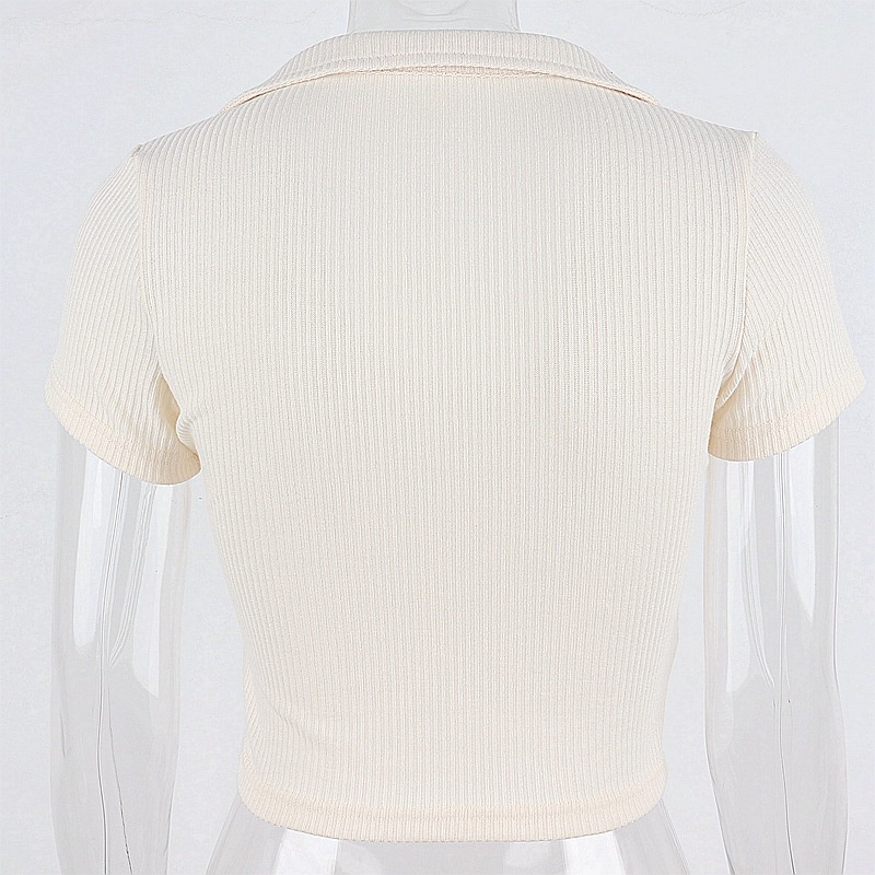 Áo thun DUNEA tay ngắn cổ chữ V khoét sâu vải nhìn thấu gợi cảm cho nữ