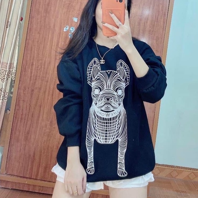 Áo Sweater Nỉ Bông Cotton Dày Mịn In Hình Chú Chó 3D Đáng Yêu | BigBuy360 - bigbuy360.vn