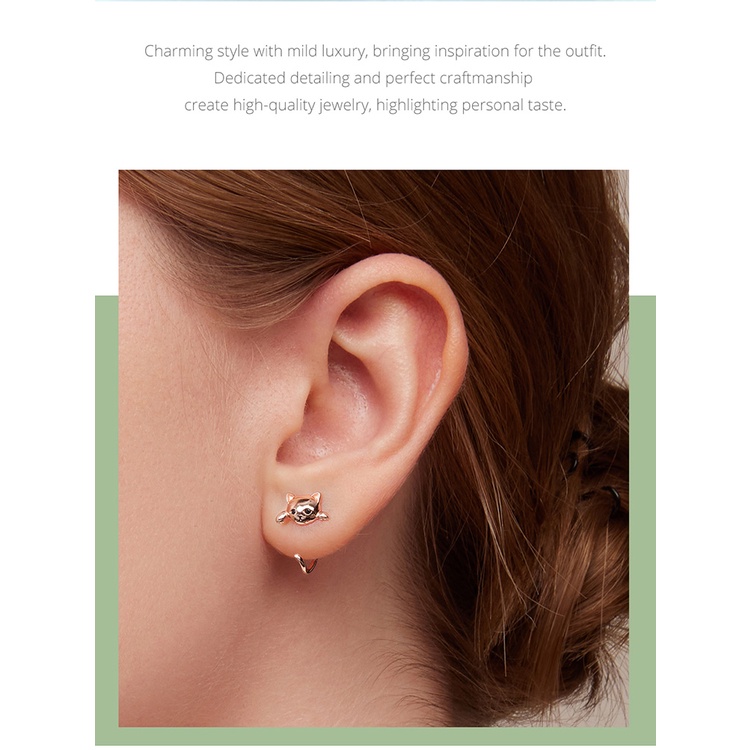 Bông tai BAMOER bằng bạc 925 hình mèo dễ thương