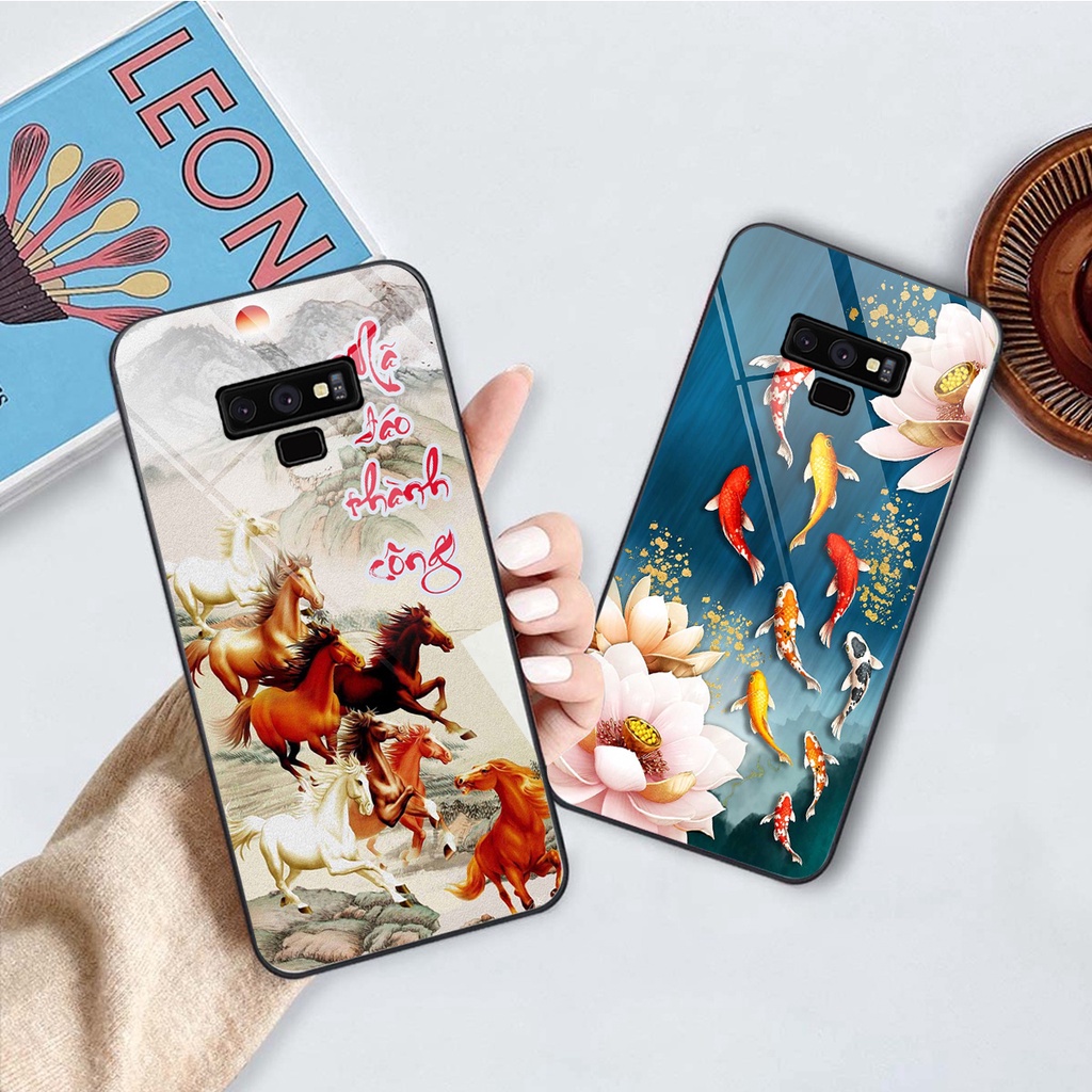 Ốp lưng KÍNH Samsung Galaxy NOTE 9 in hình 3D TÀI LỘC-TÂM AN -MÃ ĐÁO