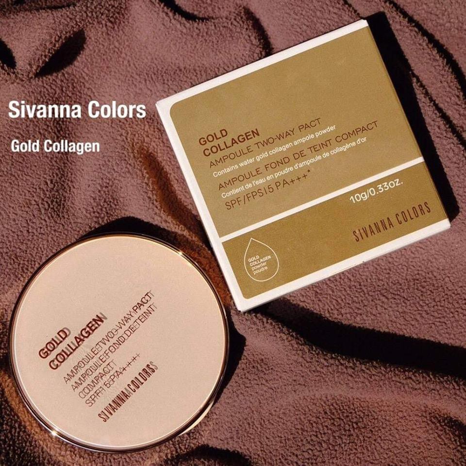Phấn nén siêu mịn Sivanna Colors Gold Collagen Ampoule Two Way Pact SPF 15 PA++ HF675