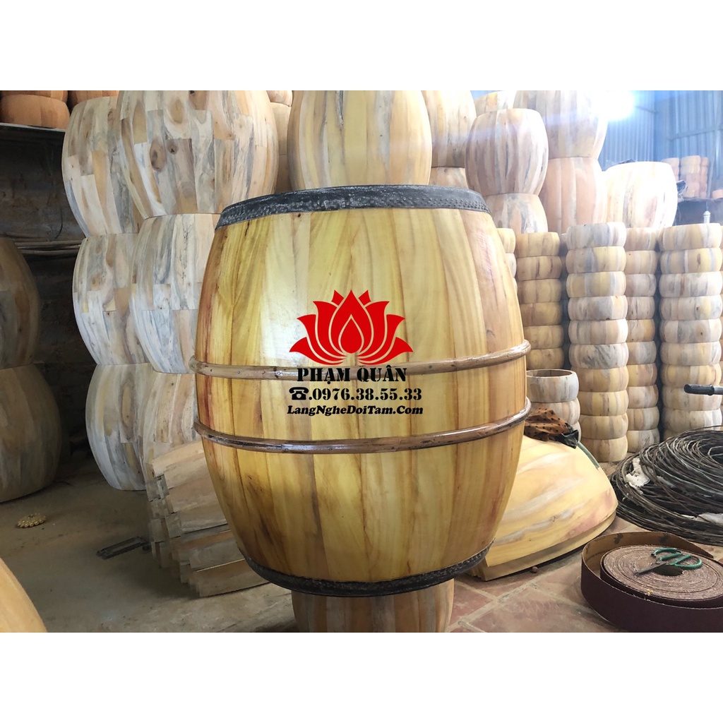 Trống trường học, đình chùa,nhà thờ họ kèm dùi ( đường kính mặt 52cm x cao 65cm)