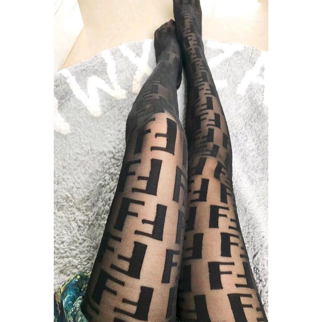 Quần Tất In Chữ Màu Đen Thiết Kế Đơn Giản Sang Trọng Dành Cho Phụ Nữ