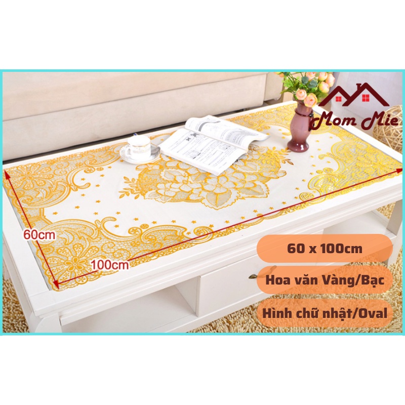 [60x100cm] Khăn trải bàn hoa văn dập nổi sang trọng nhiều mẫu - Màu vàng, bạc - A013