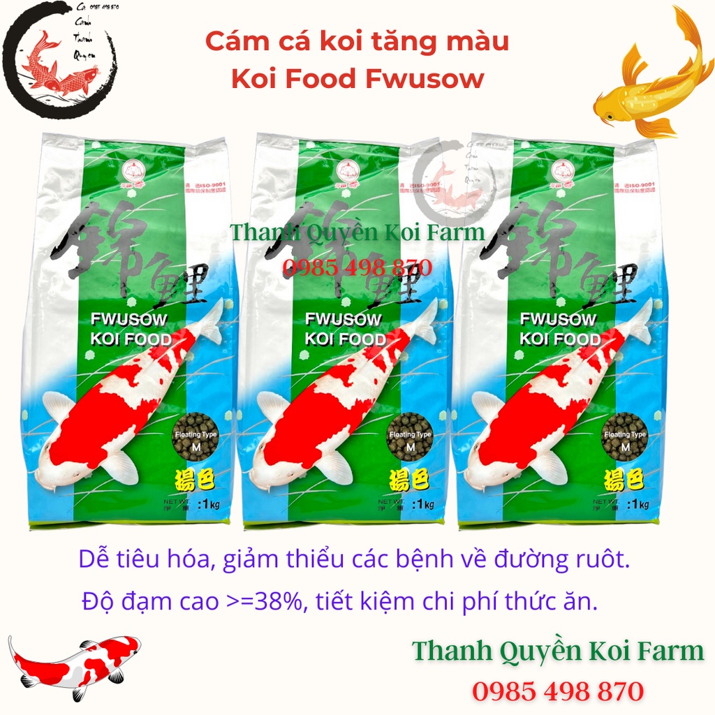 Cám Cá Koi Thức ăn cá Koi tăng màu  FWUSOW KOI FOOD bao 1kg