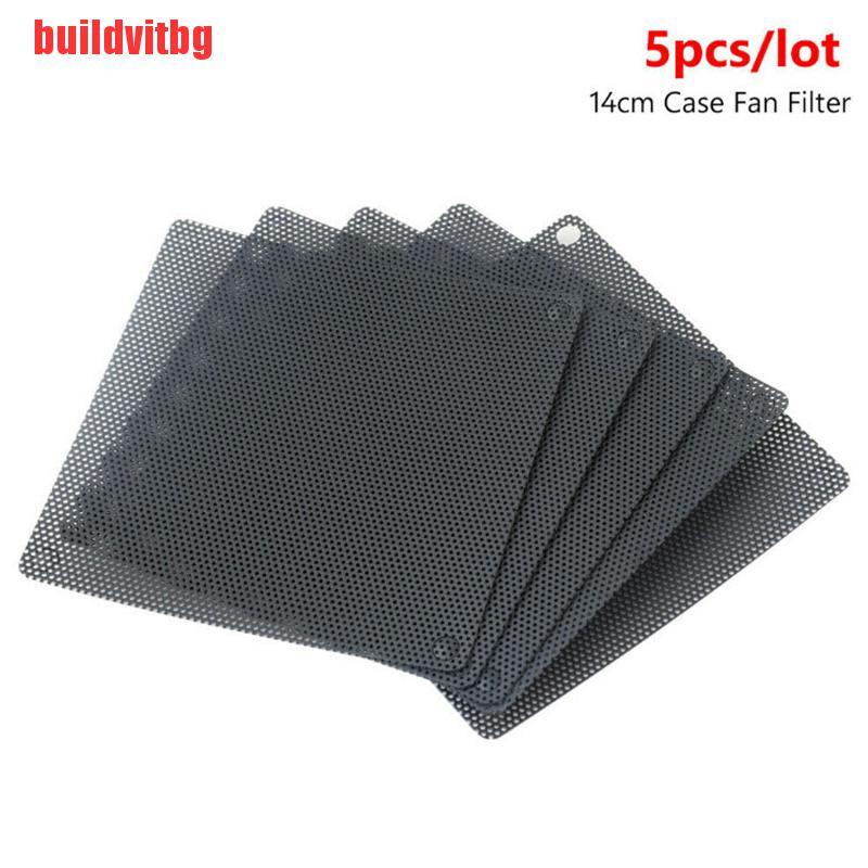 {buildvitbg}5x 14cm Computer Mesh PVC PC Fan Dust Filter Dustproof Case Computer Mesh Cover GVQ