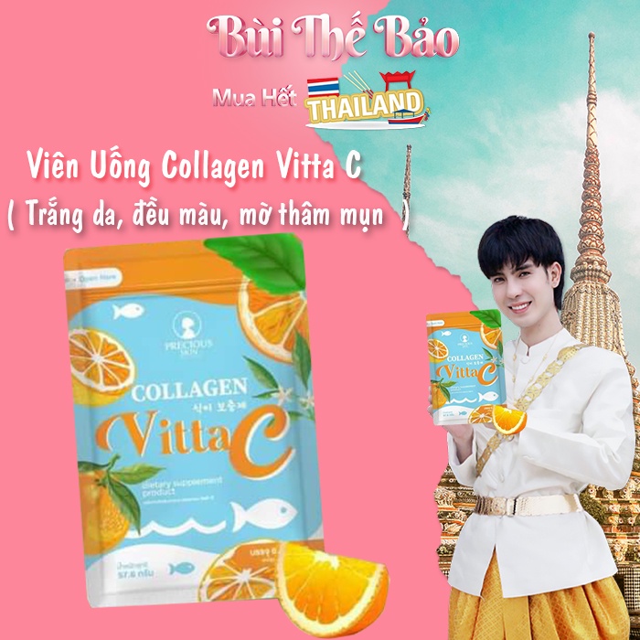Nội Địa Thái | 60 Viên Uống Vitta C Đẹp Da, Sáng Da, Giảm Thâm Mụn, Tăng Đề Kháng