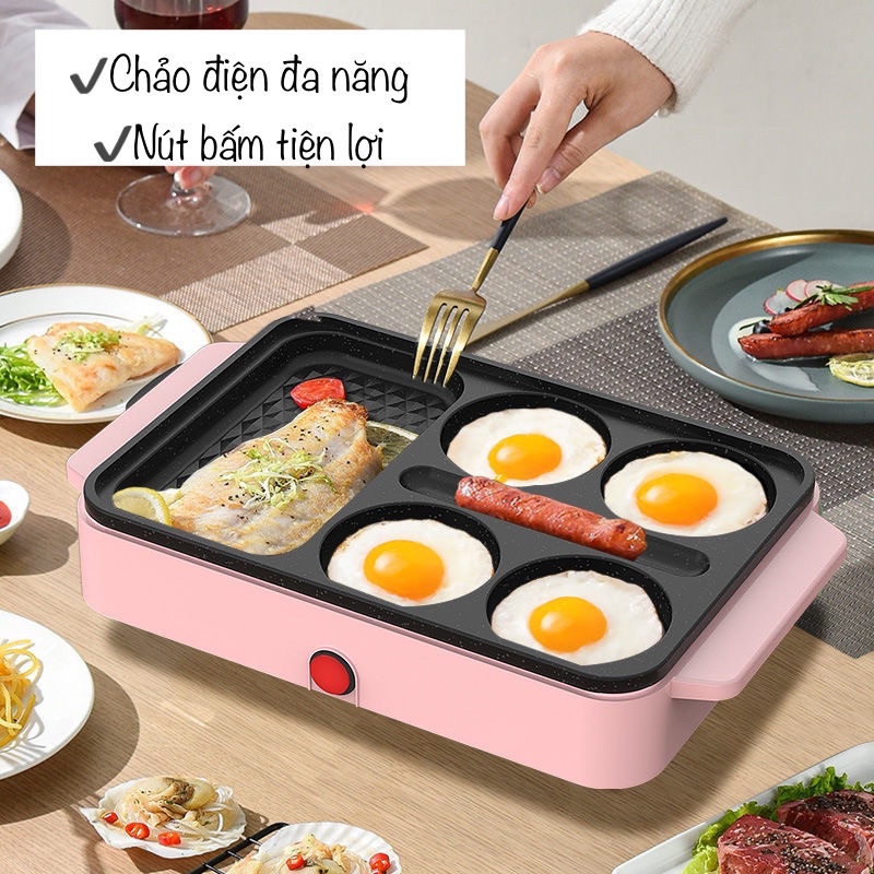 Chảo điện đa năng - chống dính - chảo rán trứng nhiều ngăn rán thịt nấu đồ ăn sáng - rán bánh tiện lợi