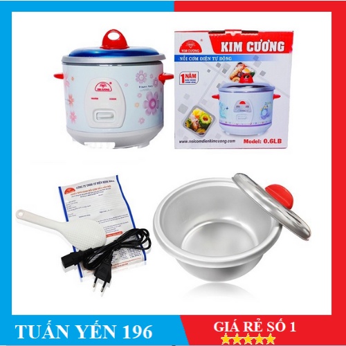 Nồi Cơm Điện 0.6 Lít Kim Cương 1-2 Người Ăn - Hàng Chính Hãng (Bảo Hành 12 Tháng)